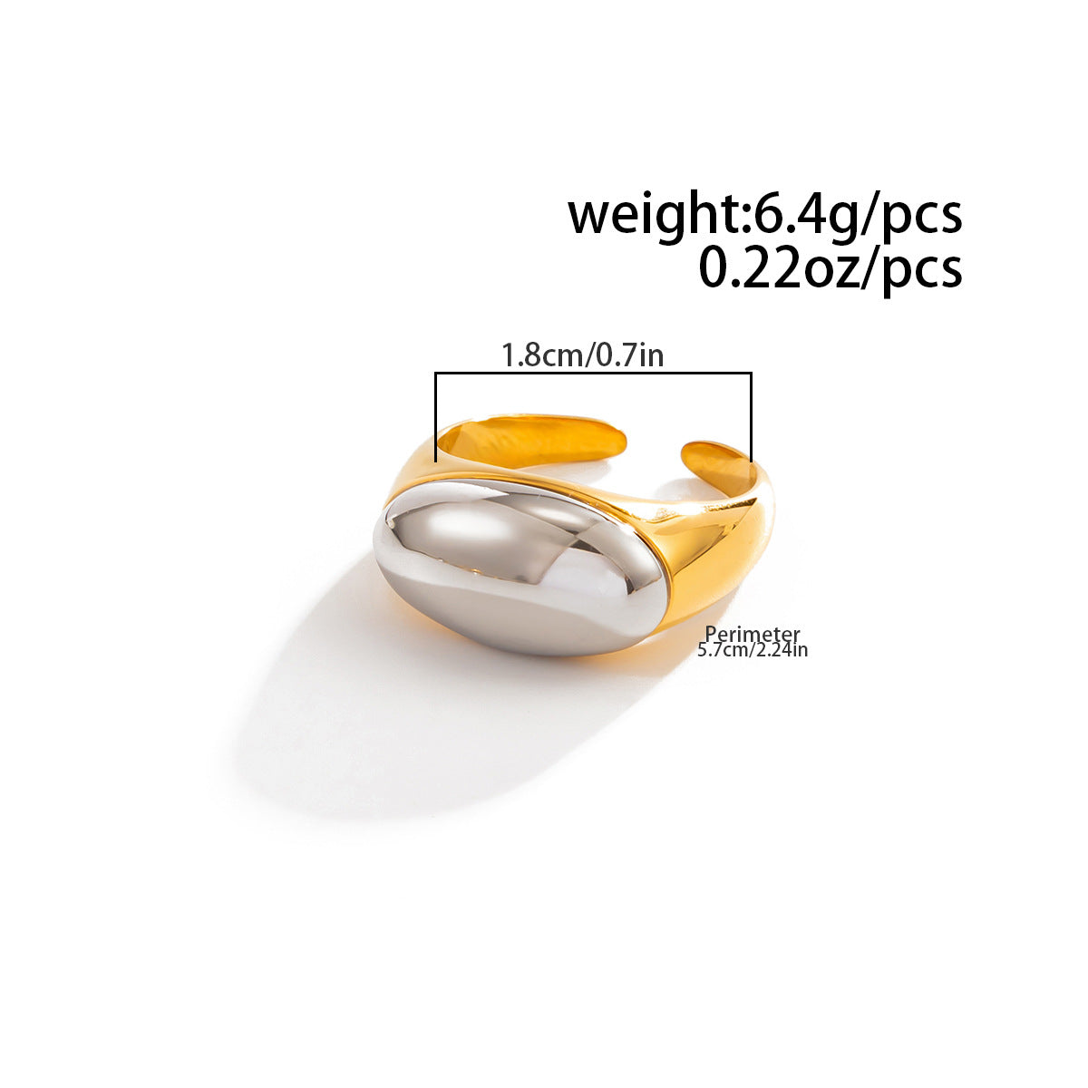 Planderful Vienna Verve Stainless Steel Mixed Color Splicing Ring For Women Opening Statement Jewelry