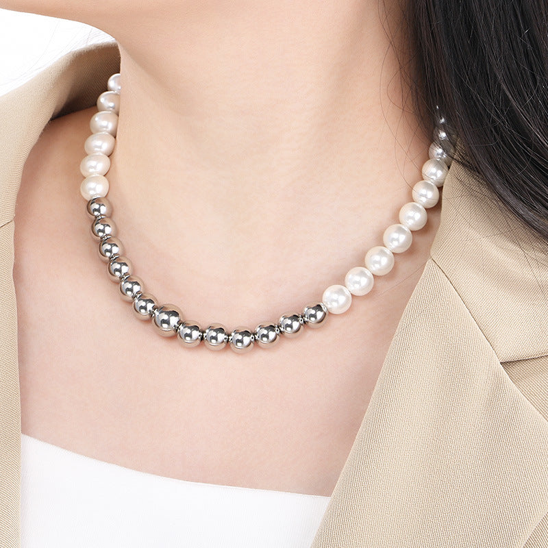 French Light Imitation Pearl Spell Round Bead Commuting Gentle Girl Versatile Necklace Collarbone