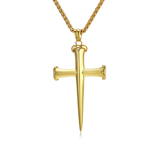 Cross Pendant Necklace Stainless Steel Nail Design Unisex Urban Hip Hop Style Planderful Everyday Genie Trendsetting