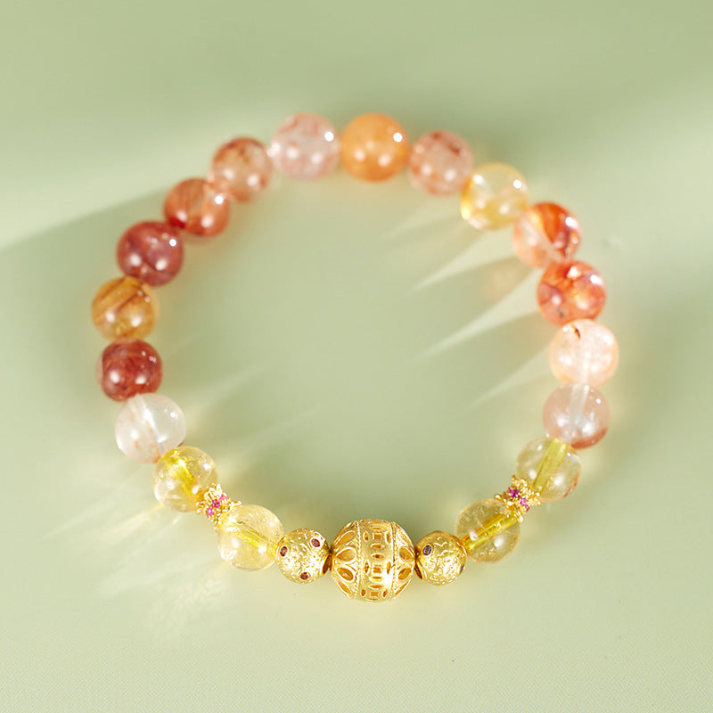 Summer Natural Citrine Bracelet Girls National Style Gift