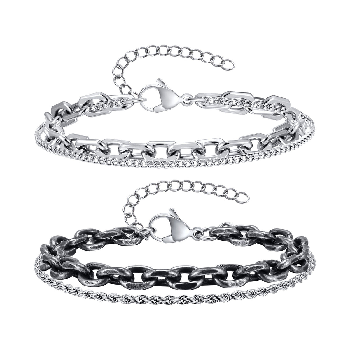 Bracelets Double Hip Hop Stainless Steel Bracelet