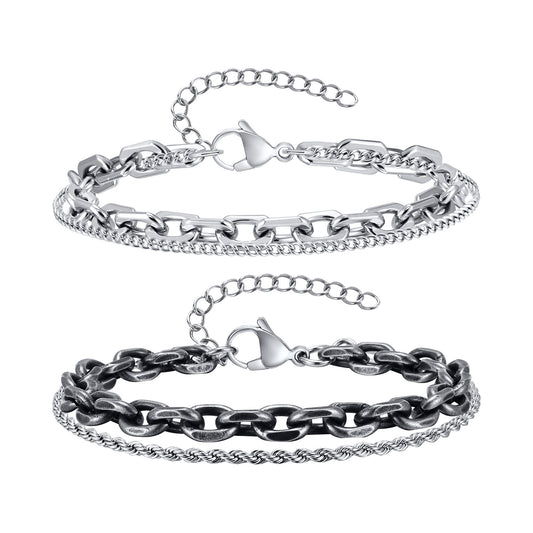 Bracelets Double Hip Hop Stainless Steel Bracelet