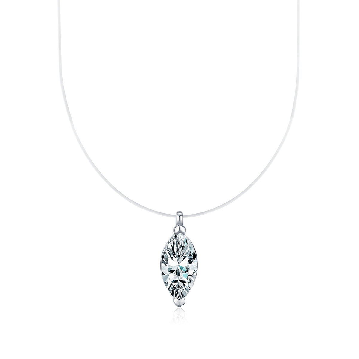 925 Sterling Silver Moissanite Floating Pendant Necklace
