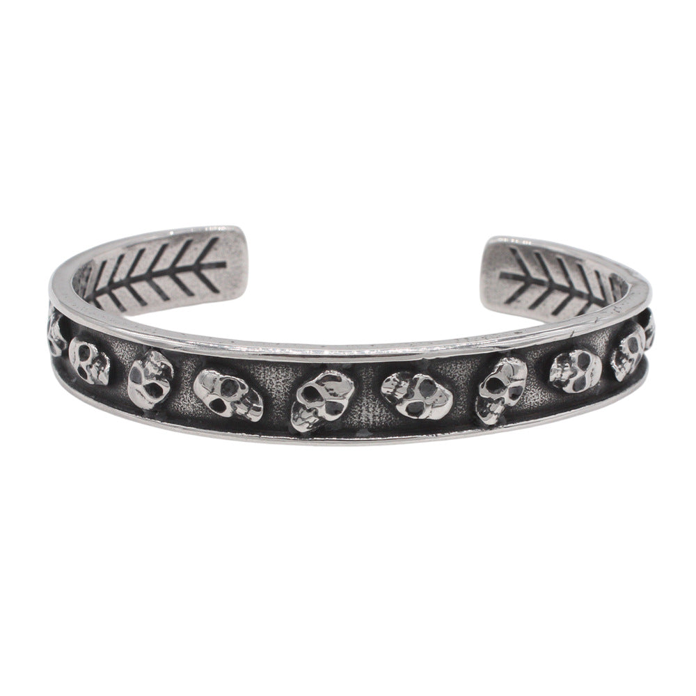 Planderful Titanium Skull Bracelet Unisex Opening Design Durable Protection Statement For Men And Women
