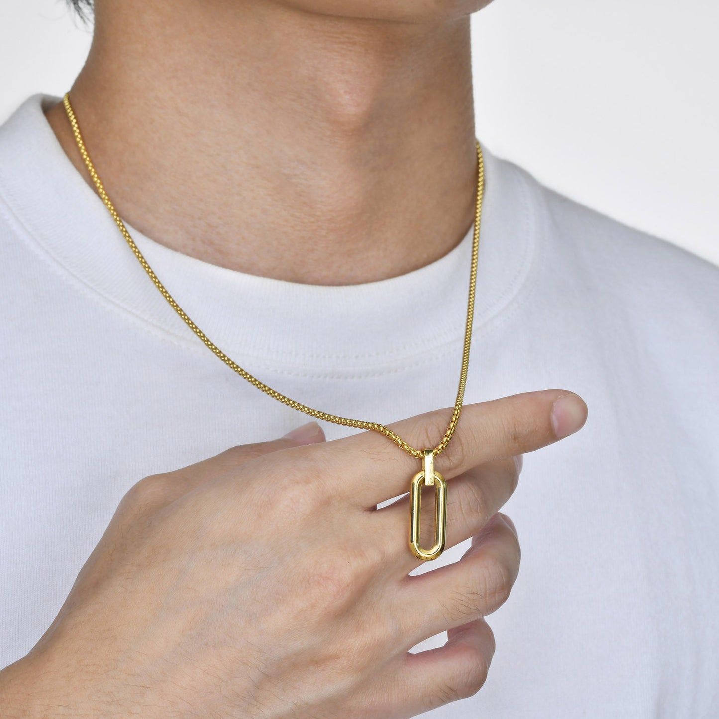 Stainless Steel Geometric Men's Pendant Hip Hop Necklace