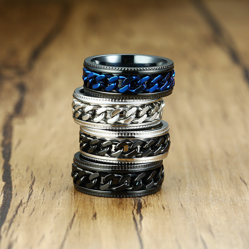 Titanium Steel Open Bottle Ring Rotating Ring for Men
