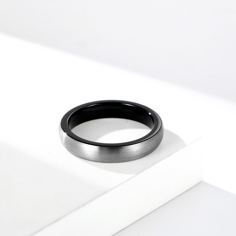 Curved Sand Surface Tungsten Steel Ring for Men