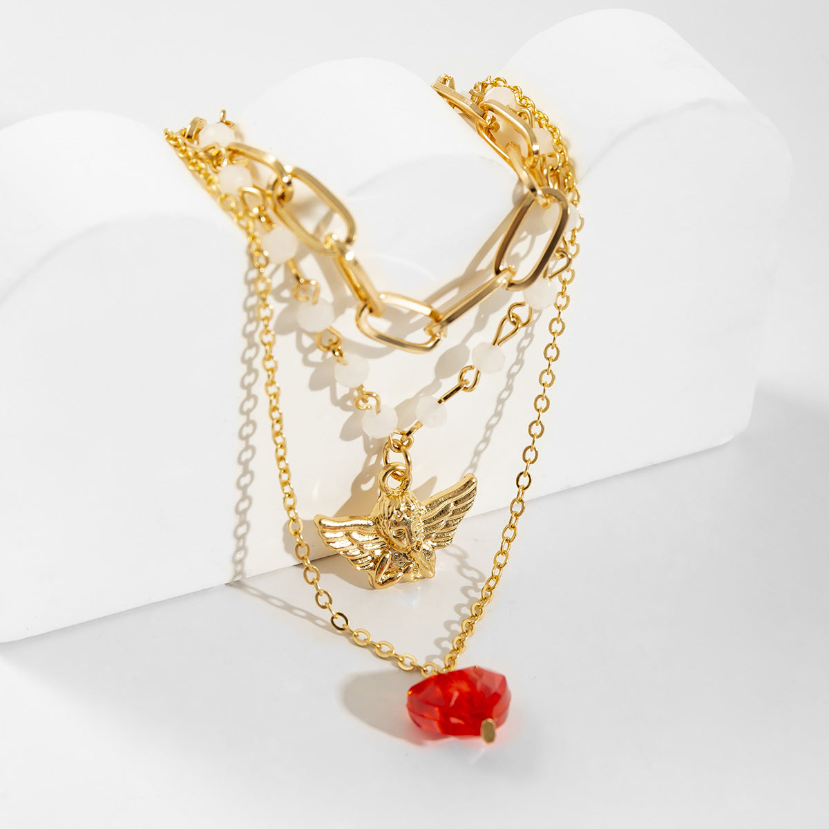 Heavenly Angel Heart Necklace Embellished with Crystal Details