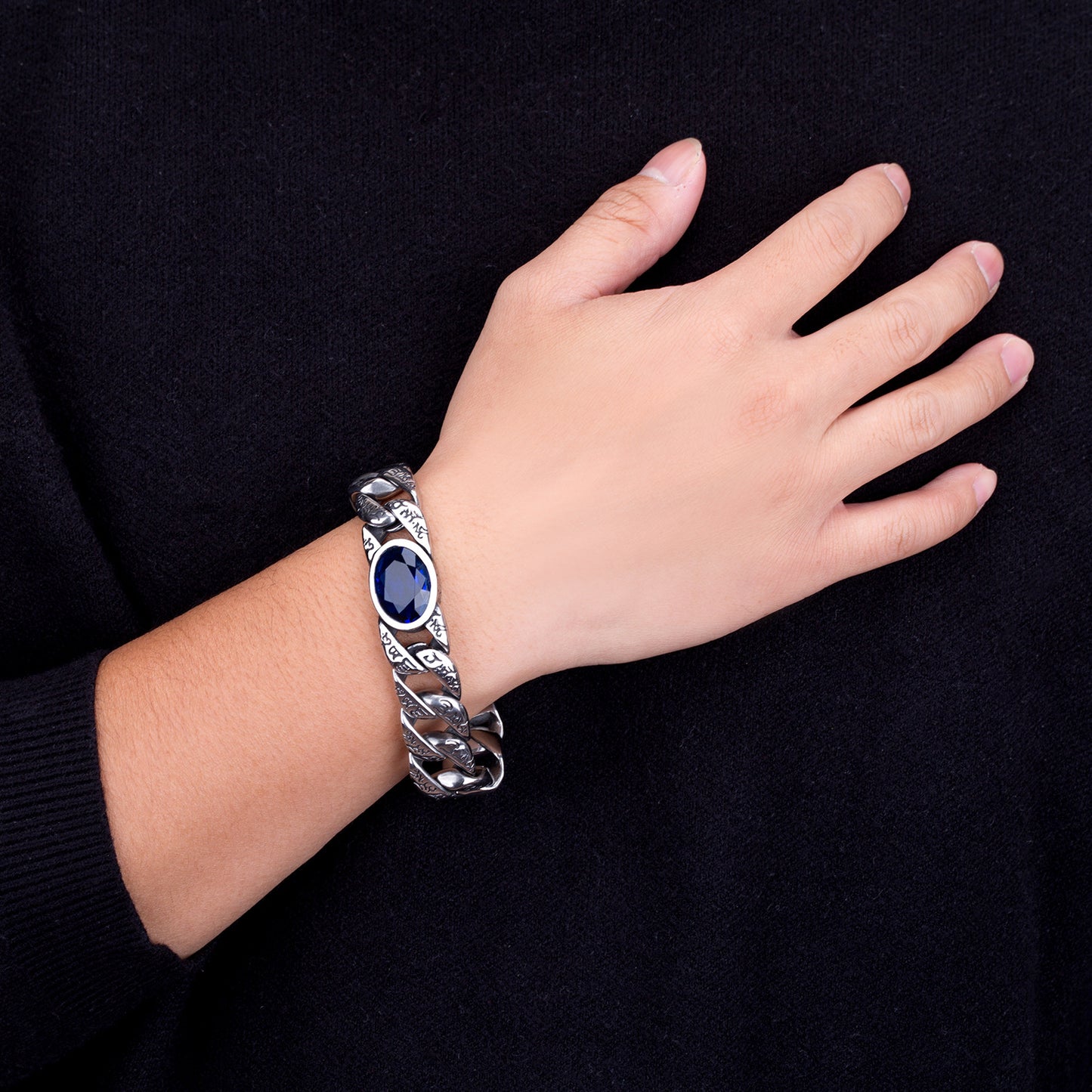 Zircon Bracelet - Statement Punk Style For Men Stainless Steel Wristwear Perfect For Everyday Streetwear