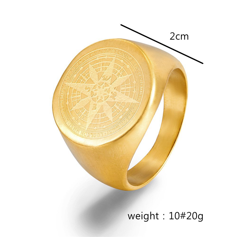 Vintage Compass Stainless Steel Men's Ring