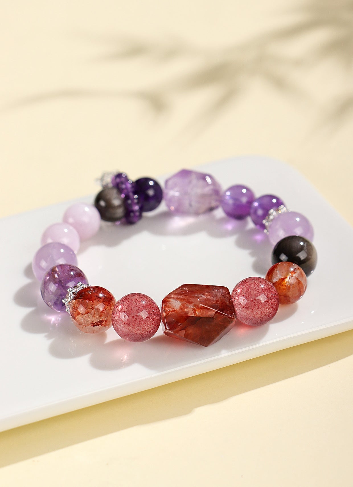 Planderful Fortune's Favor Bracelet – Elegant Crystal Design with Amethyst and Strawberry Accents