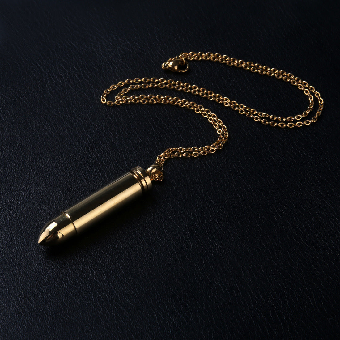 Planderful Everyday Genie Openable Bullet Pendant For Men Titanium Steel Glossy Finish Punk Hip Hop Style