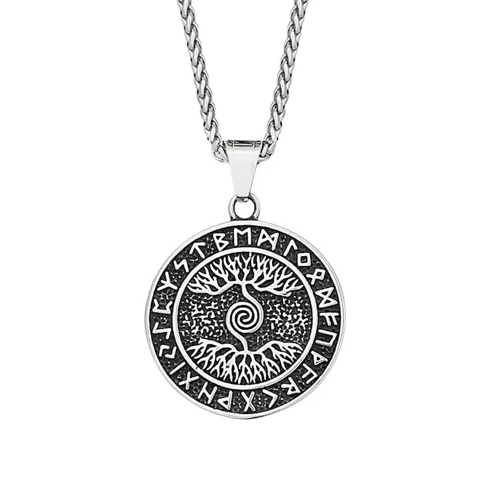 Vintage Tree of Life Viking Stainless Steel Men's Pendant Necklace