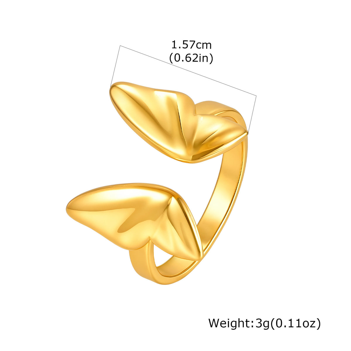 Hot Selling Stainless Steel Butterfly Daily Stacked Vacation Dating Open Ring