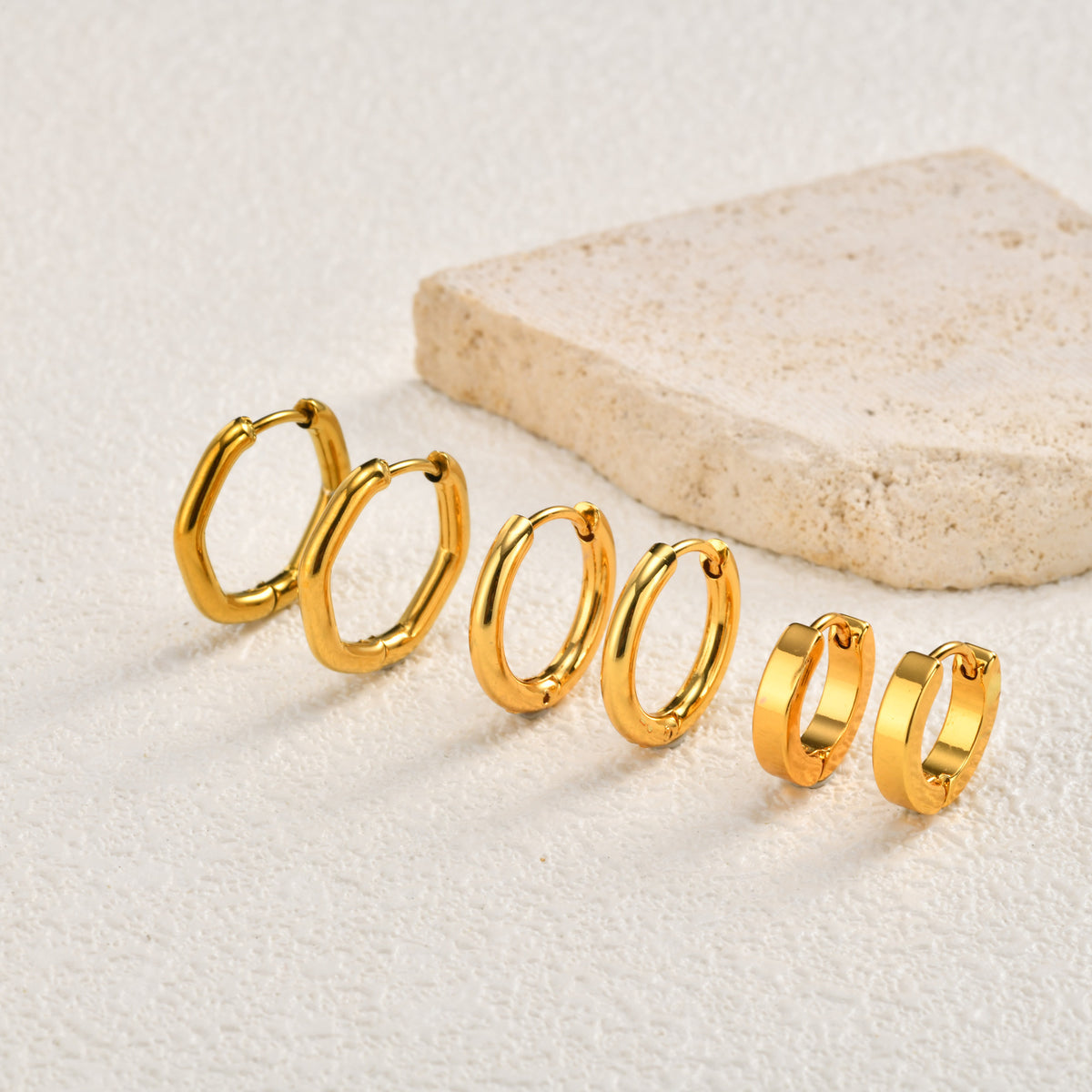 Gold-Tone Hinged Hoop Earrings — 3-Pair Set