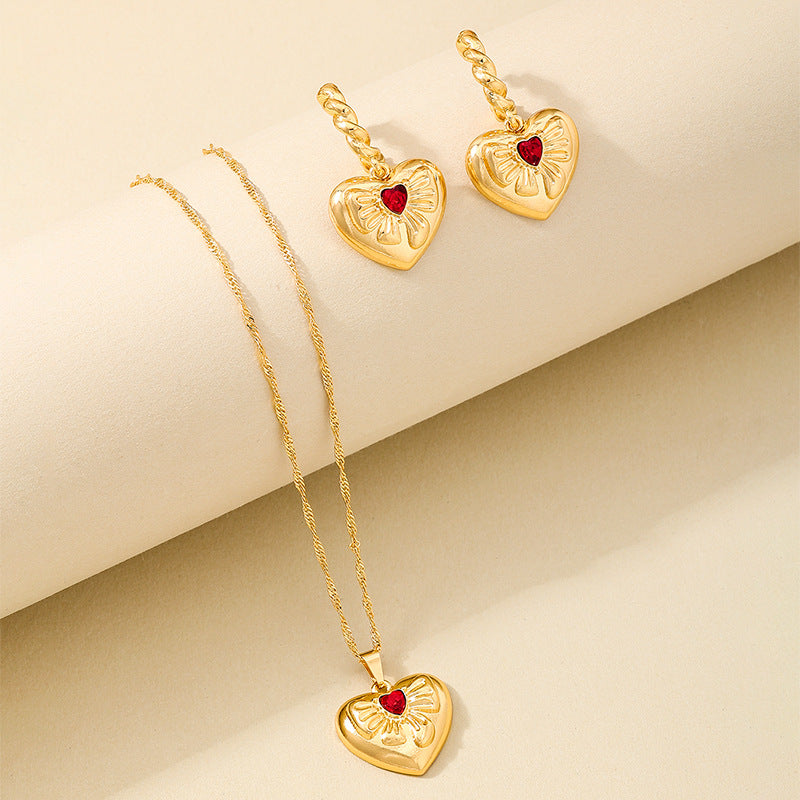 Planderful Vienna Verve Ruby Love Bow Jewelry Set for Women