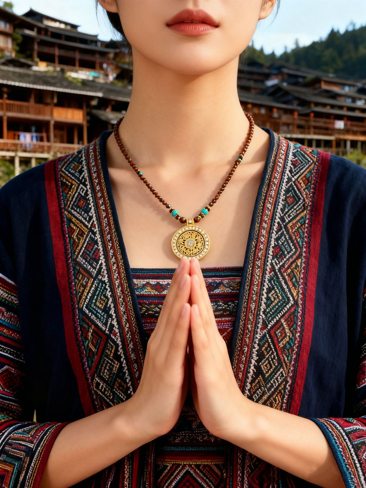 Tiger Eye & Turquoise Elephant Gourd Necklace
