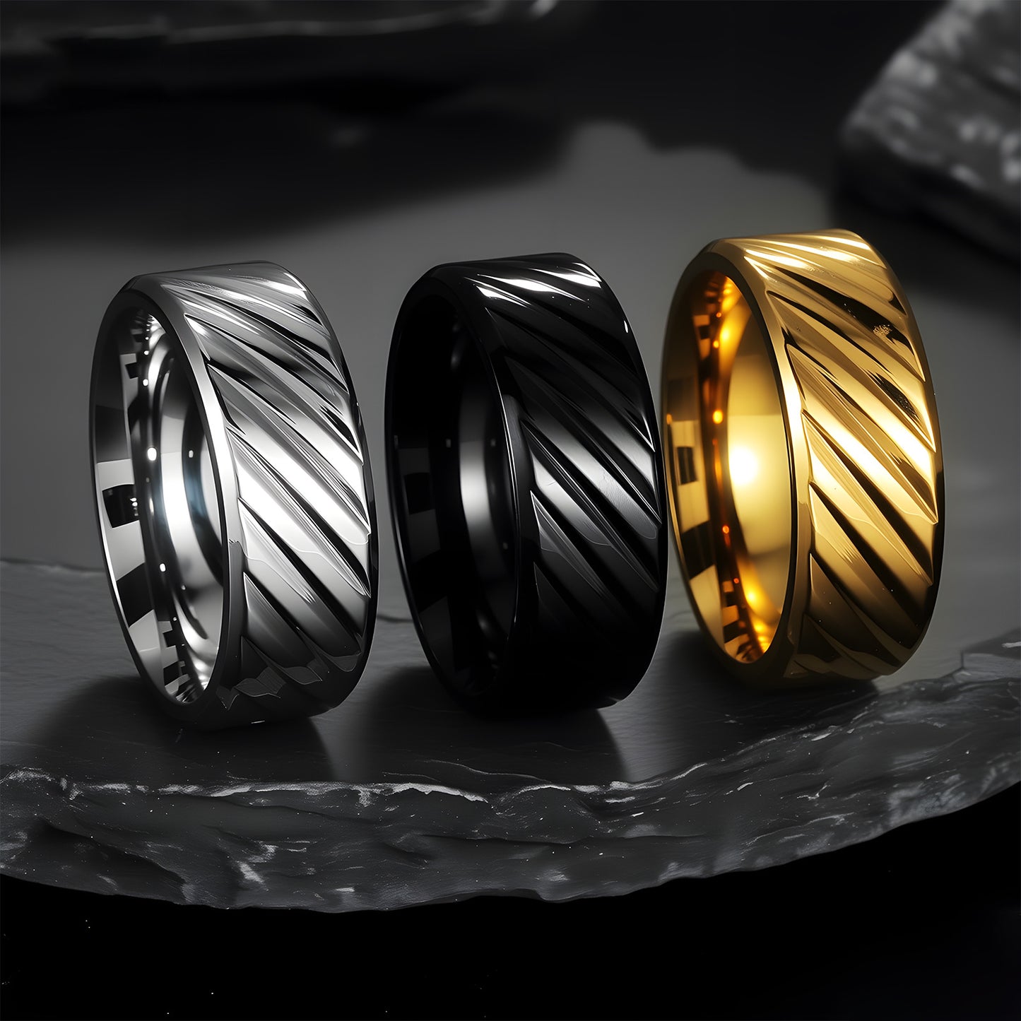 Premium Titanium Steel Ring For Men Unisex Twill Design By Planderful Everyday Genie Collection