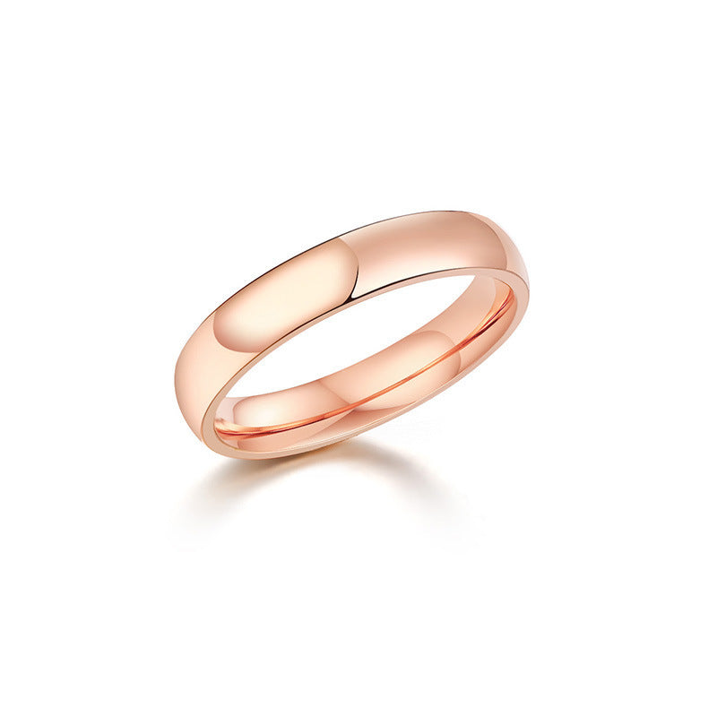 Titanium Steel Jewelry Glossy Rose Gold Ring Korean Hipster