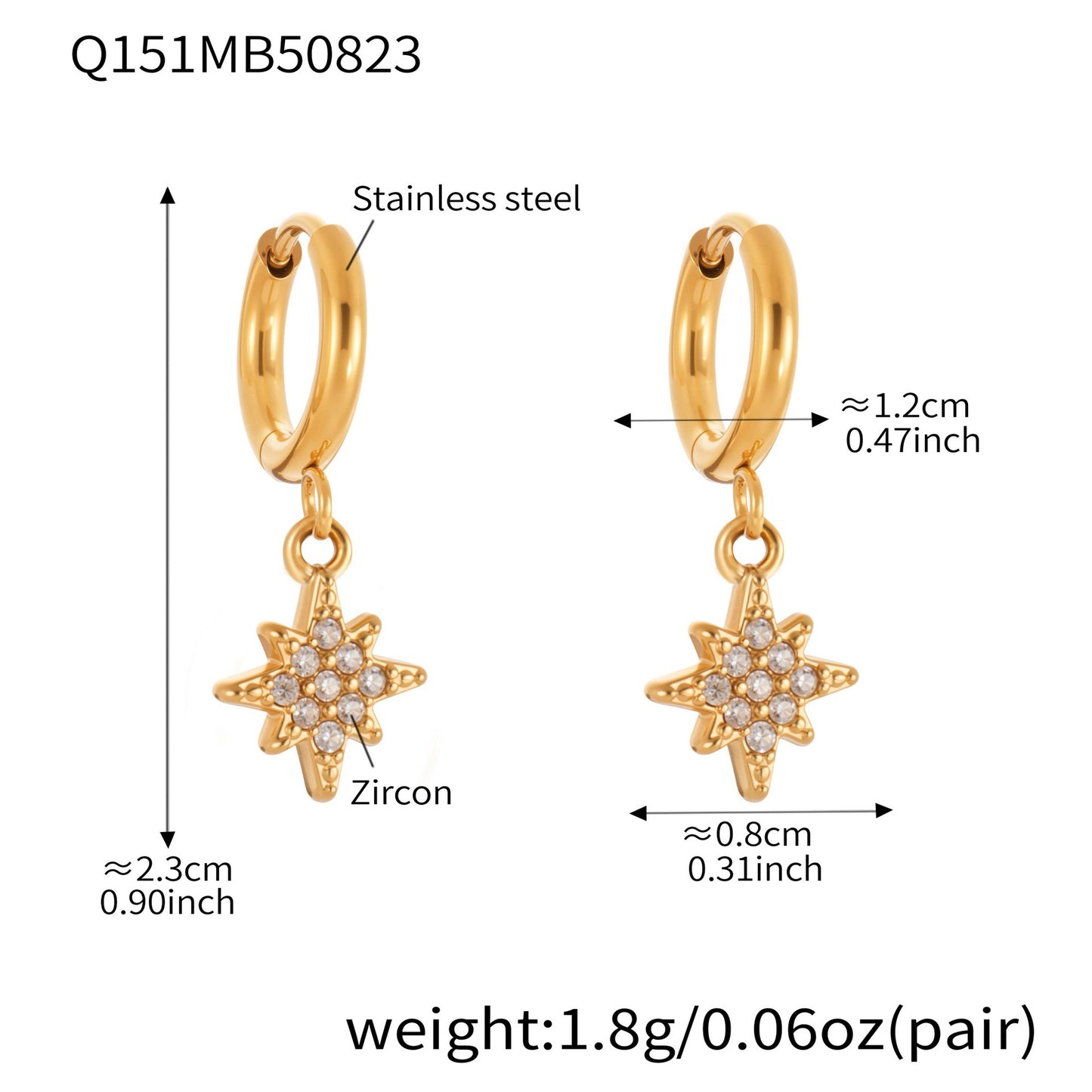 Planderful Zircon Earrings Exquisite Gold Plated For Women