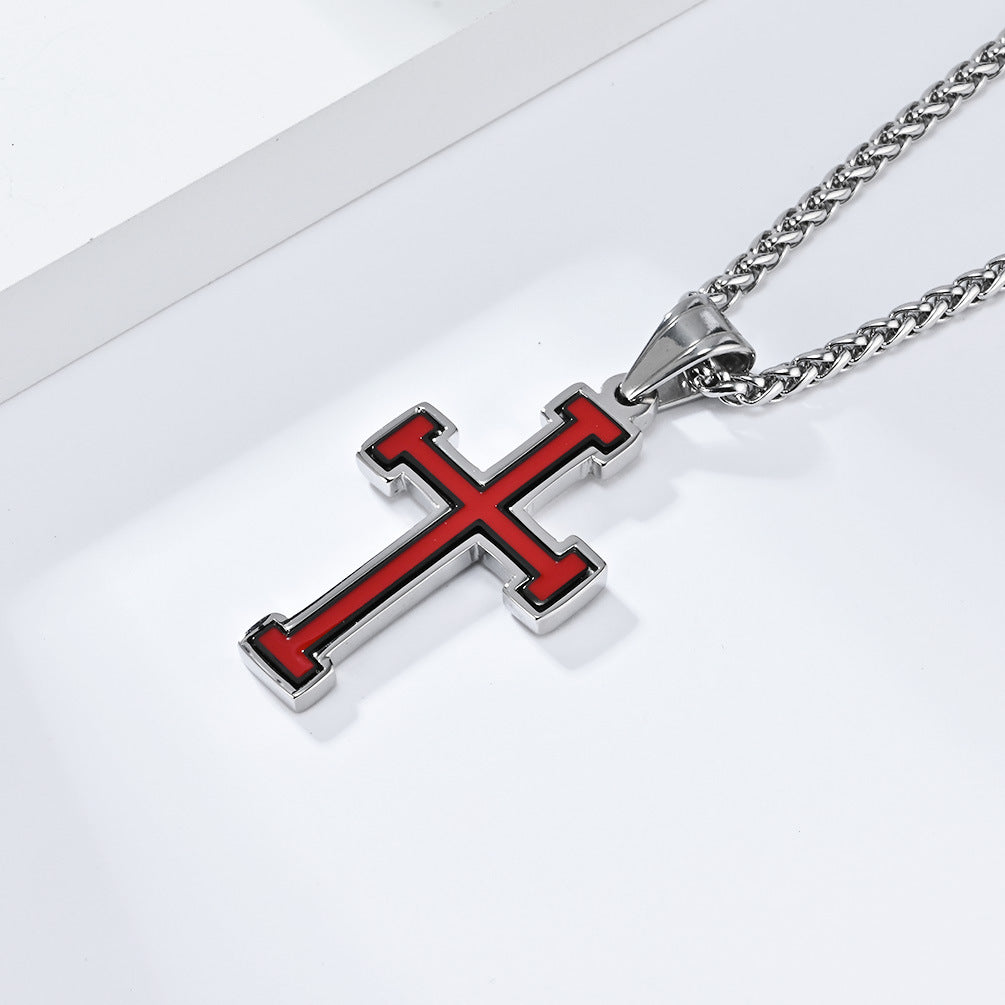 Planderful Crusade Titanium Steel Cross Necklace For Streetwear Enthusiasts Durable Pendant Chain