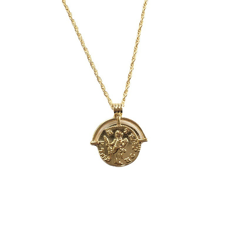 Hip Hop Style Gold Coin Pendant Necklace - Vienna Verve Collection