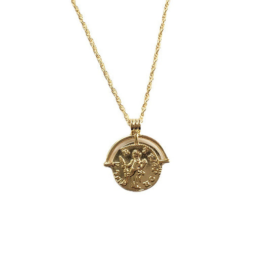 Hip Hop Style Gold Coin Pendant Necklace - Vienna Verve Collection