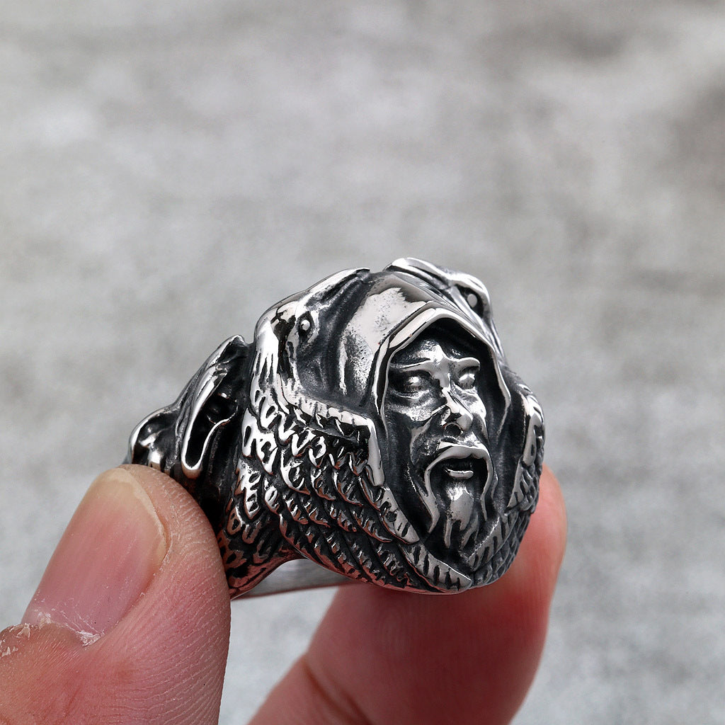 Vintage Viking Wolf Stainless Steel Men's Ring