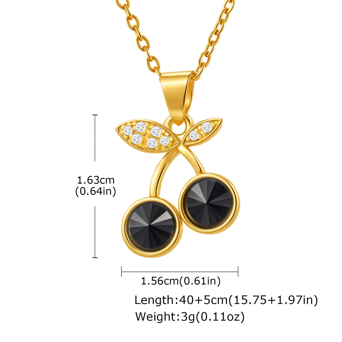 Copper Material Style Cherry Fruit Zircon Design Pendant Necklace