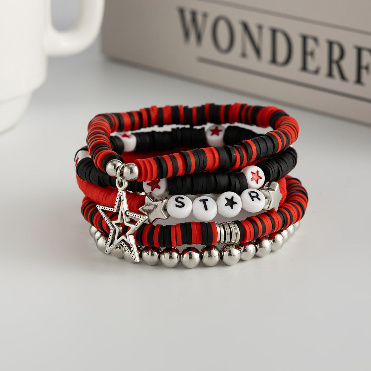 Planderful Vienna Verve Friendship Star Bracelet Set Stacking Elastic Beaded Jewelry For Women