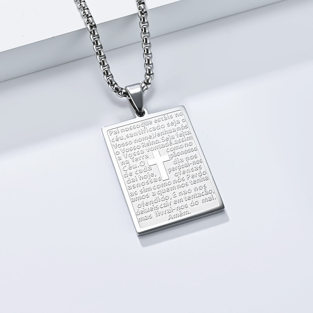 Planderful Prayer Text Titanium Steel Necklace Niche Design With Body Protection Pendant Jewelry For Spiritual Seekers
