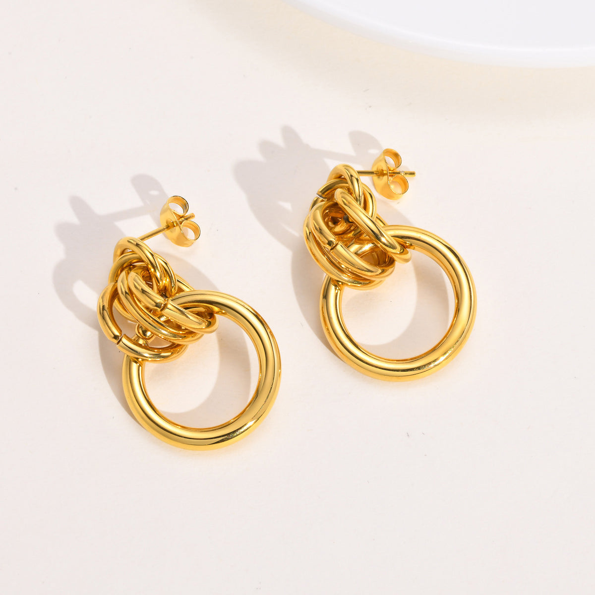 Modern Gold-Tone Stainless Steel Earrings