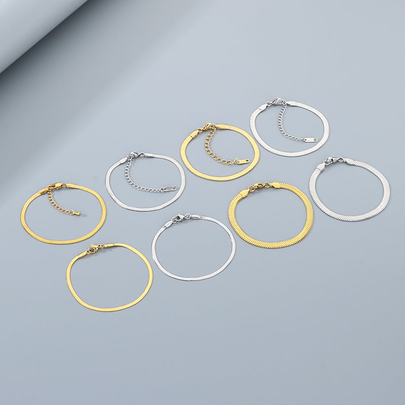 Minimalist Daily Commuter Multi-Size Blade Chain Unisex Bracelet Stainless Steel Bracelet