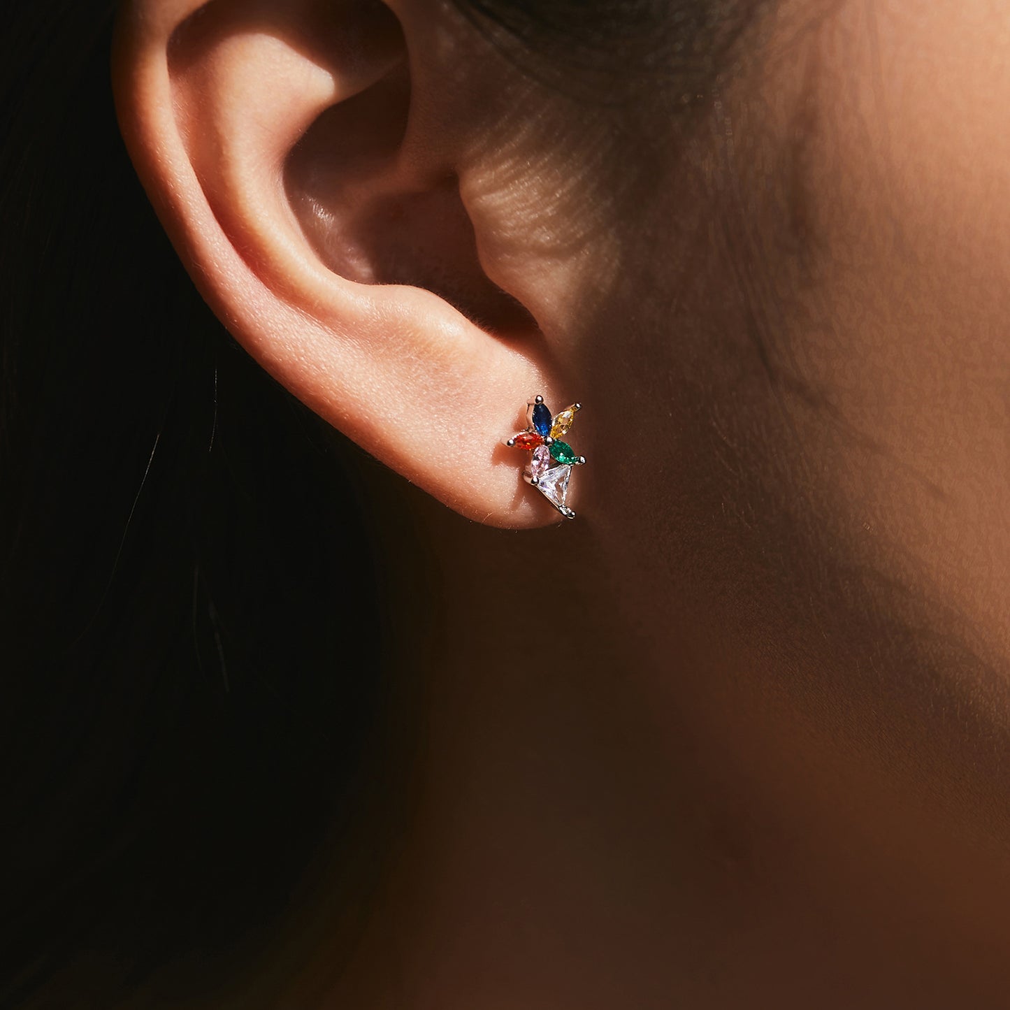 Planderful Everyday Genie Earrings – Exquisite Rainbow Zircon Flower Design