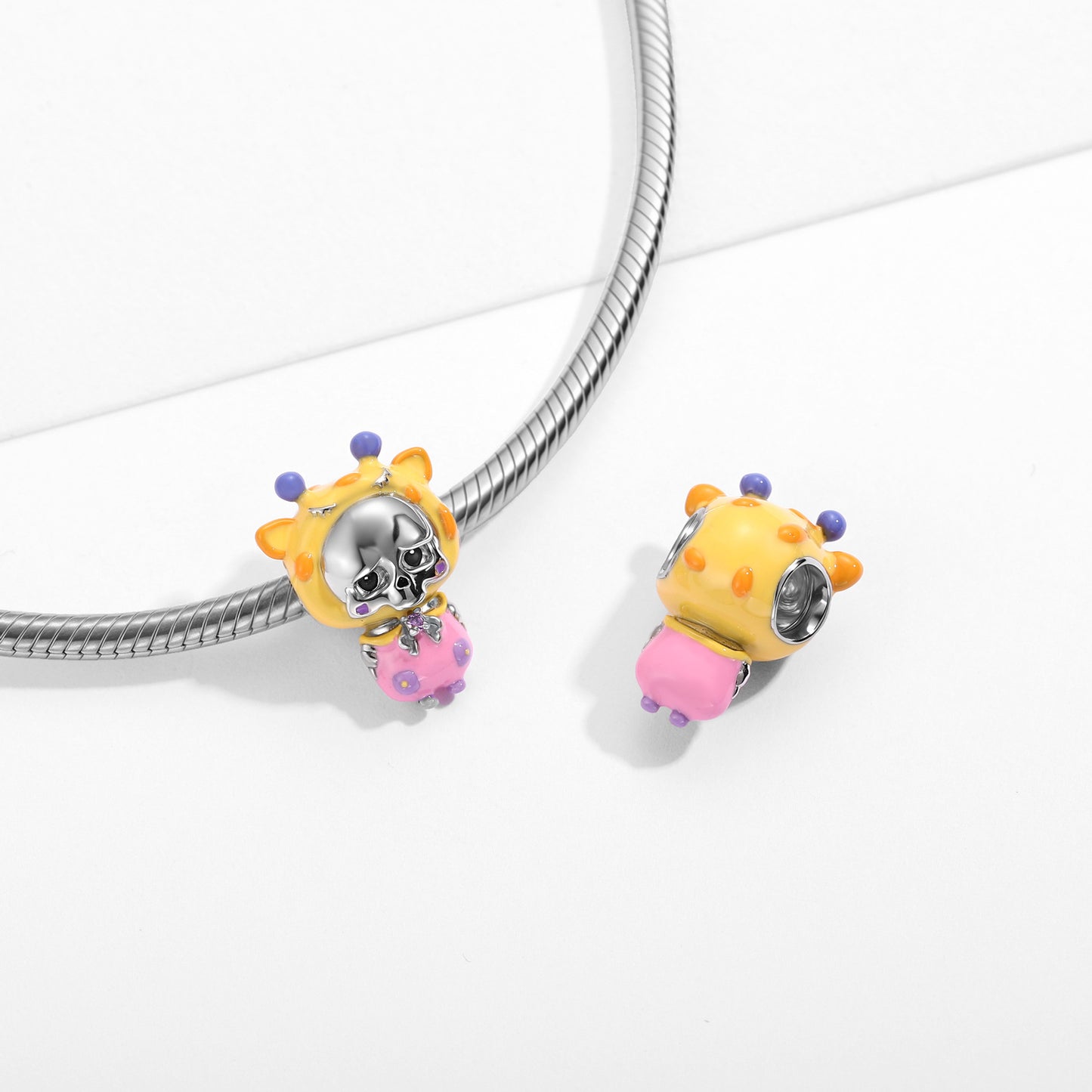 Planderful Jewelry Sterling Silver Giraffe Skull Beading Pendant For DIY Jewelry Projects