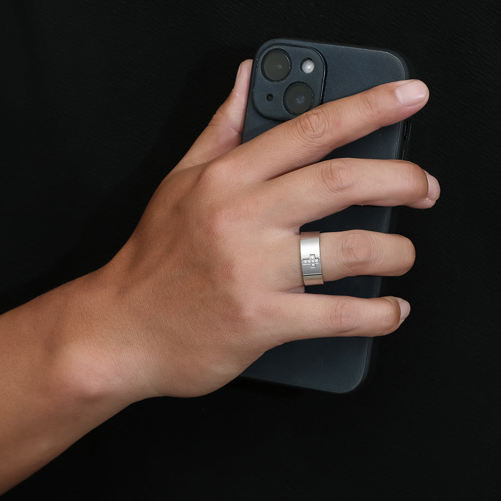 Titanium Steel Jewelry Zircon Cross Ring for Men