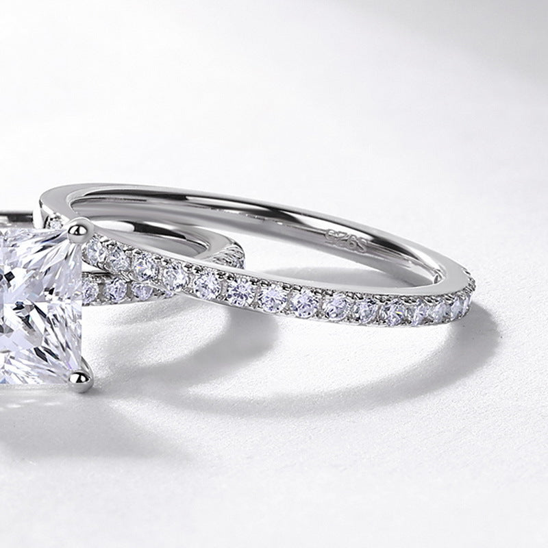 Planderful Geometric Moissanite Sterling Silver Ring – 7 × 7 mm, 1.9 ct