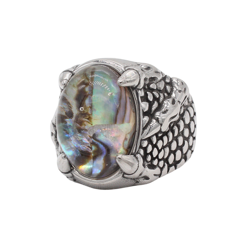 Planderful Jewelry Tiger Eye Ring In Titanium Steel For Men Dragon Claw Retro Style