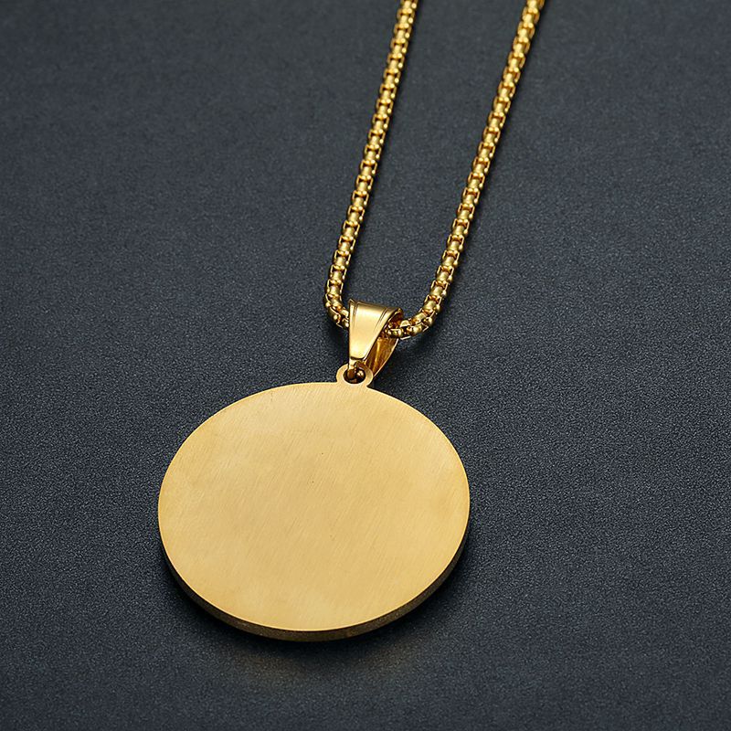 Planderful Freemason Pendant Necklace Gold Plated Titanium Steel With Micro Inlaid Zircon For Freemason Enthusiasts
