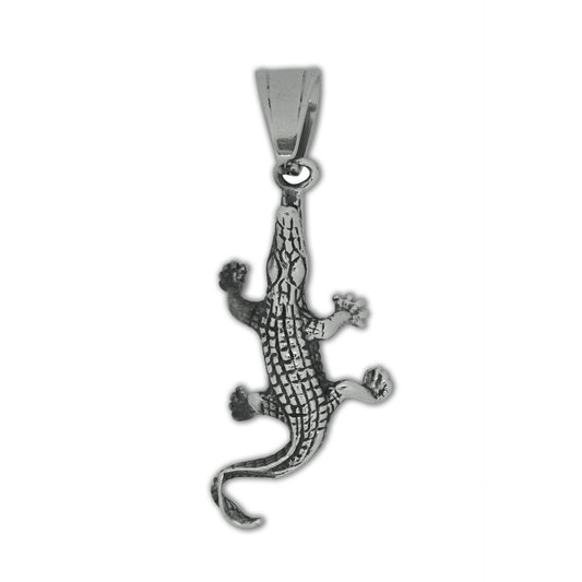 Steel Necklace Statement Punk Crocodile Pendant