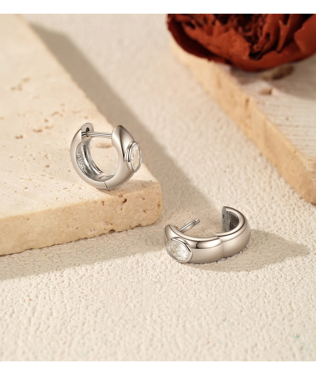 925 Sterling Silver Minimalist Moissanite Hoop Earrings