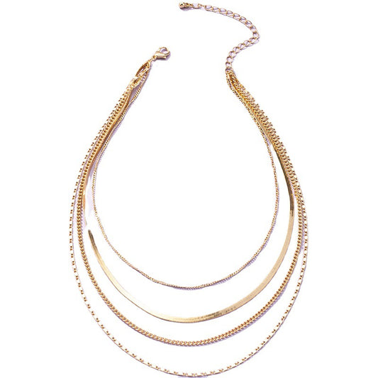 European and American Favorite: Chic 4-Layer Metal Chain Necklace by Korean Internet Sensation