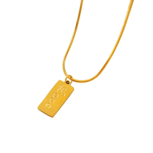 Minimalist Love Letter Square Pendant Gold Necklace Jewelry