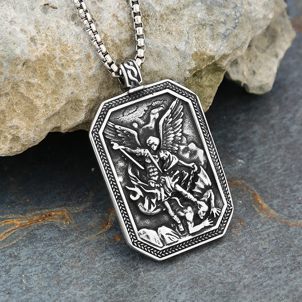 1. Planderful Guardian Angel Pendant Necklace Stainless Steel Unisex Gift for Women and Men