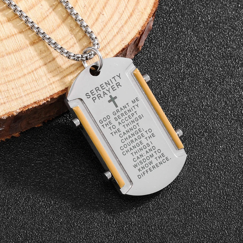 Planderful Personalized Tag Necklace Stainless Steel For Men Gift For Him Punk Square Pendant