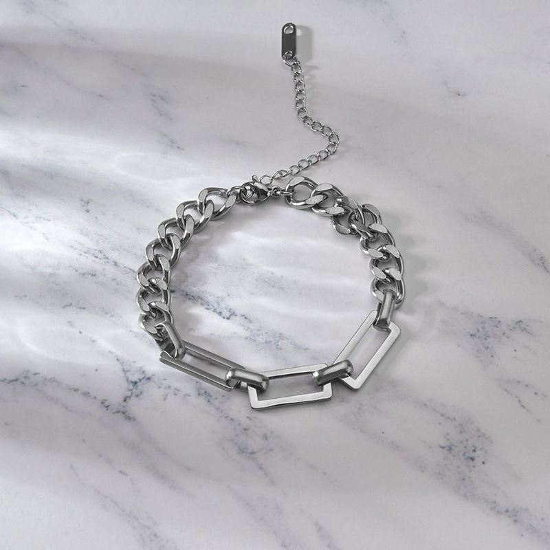 Planderful Jewelry Titanium Steel Bracelet Geometric Line Chain For Women Minimalist Everyday