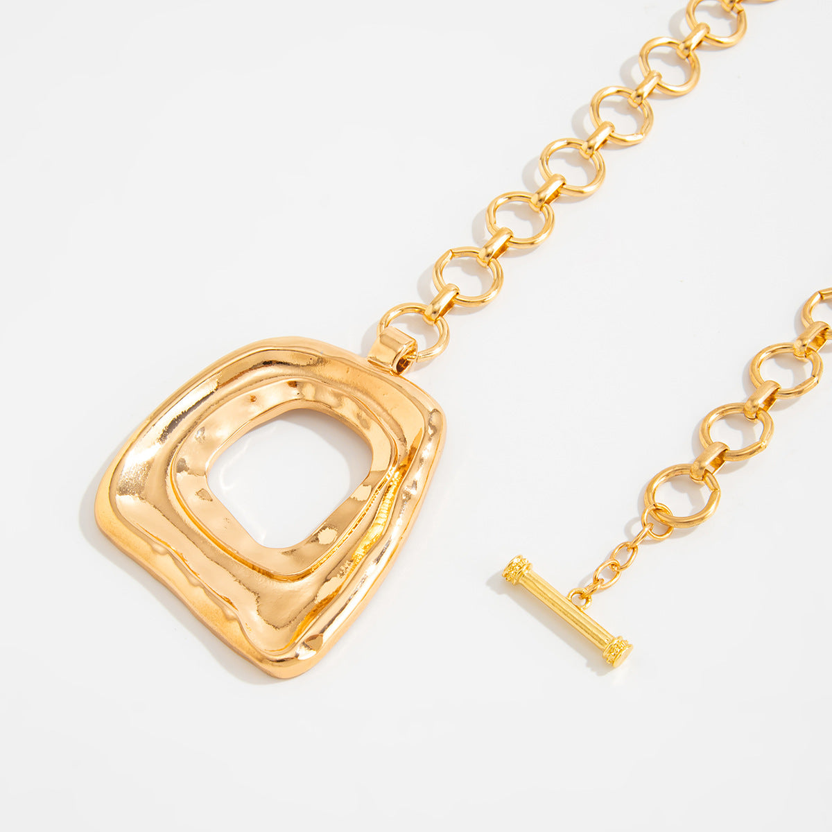 Irregular Geometric Ring Pendant Necklace