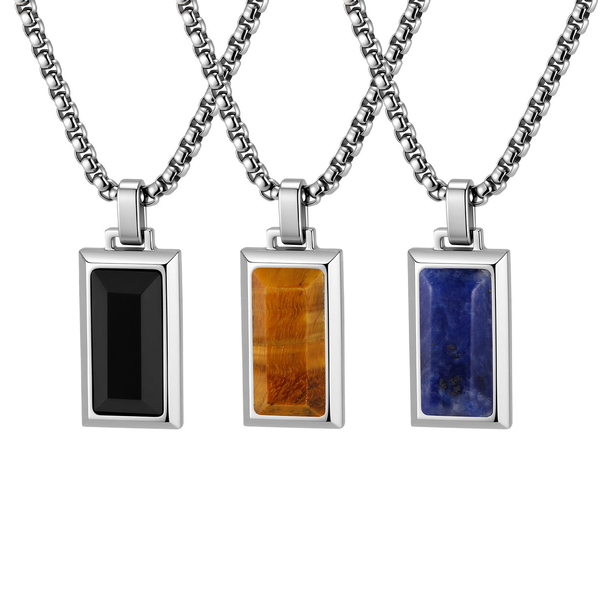 Natural Stone Vintage Black Stainless Steel Pendant