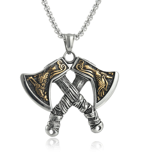 European And American Stainless Steel Axe Pendant Necklace