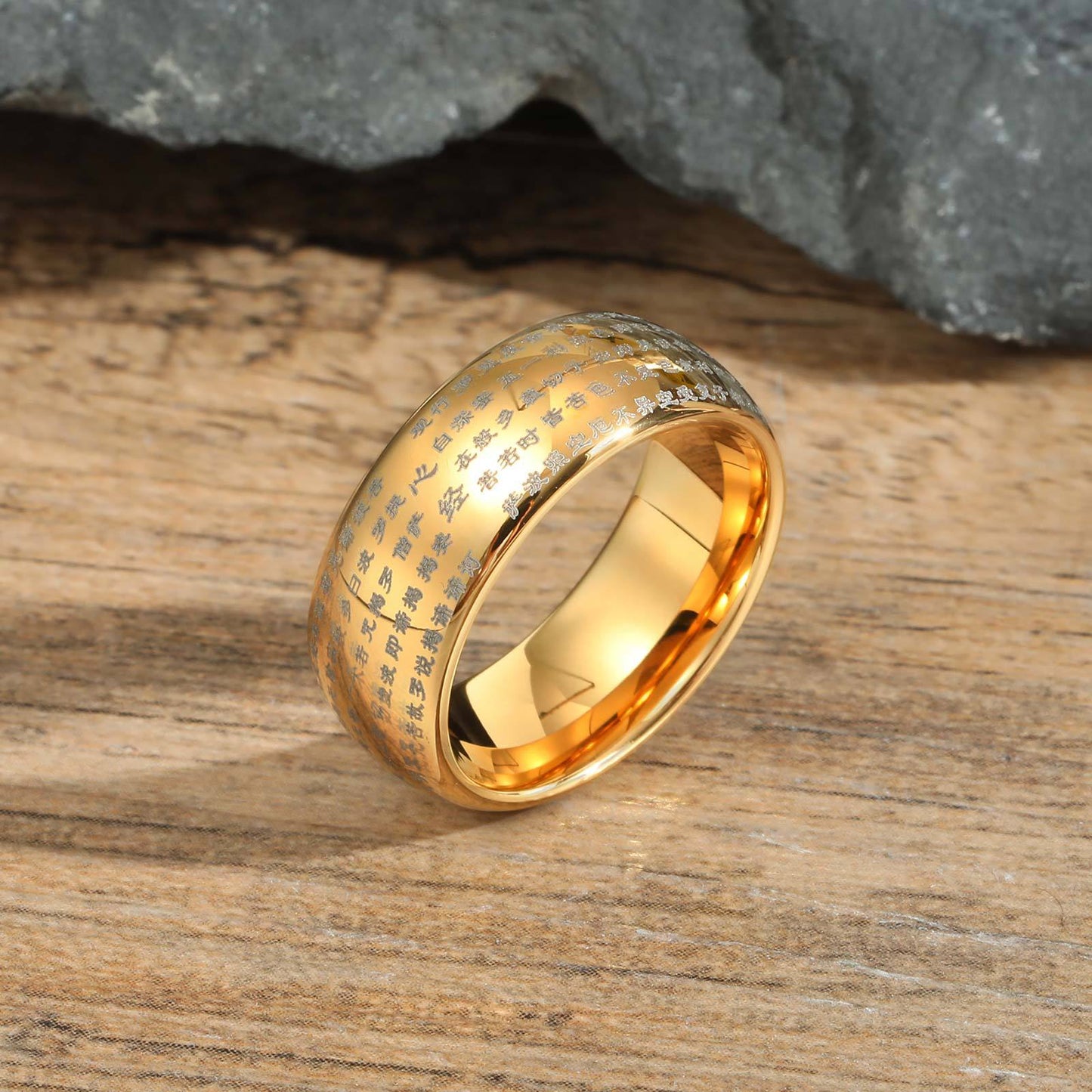 Jewelry Fashion Tungsten Steel Ring Laser Scripture Heart